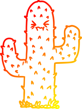 Bir insan tarafından çizilmiş bir kaktüsün sıcak çizgi çizimi