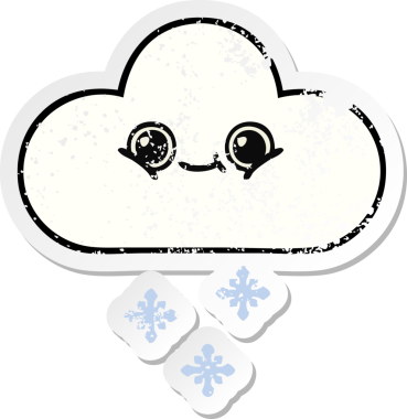 Bir insan tarafından çizilmiş tatlı bir karikatür kar bulutunun sıkıntılı çıkartması