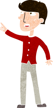 Çizgi filmci, bir insanın çizdiği yolu gösteriyor.