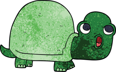 Bir insan tarafından çizilen karikatür şoklu kaplumbağa.