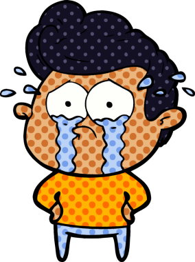 Bir insan tarafından çizilmiş ağlayan bir karikatür.