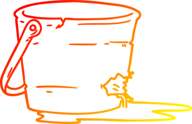 Bir insan tarafından çizilen kırık kova karikatürünün sıcak gradyan çizimi