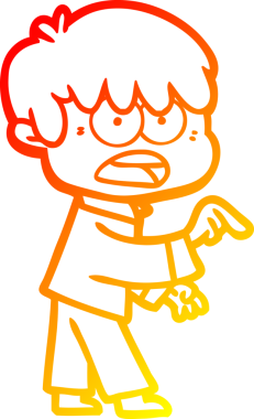 Bir insan tarafından çizilmiş endişeli bir çizgi film çocuğu çizimi.