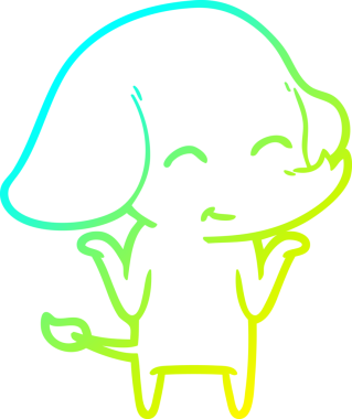 Bir insan tarafından çizilmiş şirin bir filin soğuk gradyan çizgisi