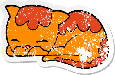 Bir insan tarafından çizilmiş bir çizgi film kedisinin sıkıntılı çıkartması.