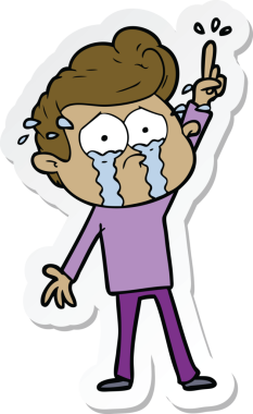 Bir insan tarafından çizilmiş bir soruyu soran ağlayan adamın çıkartması.