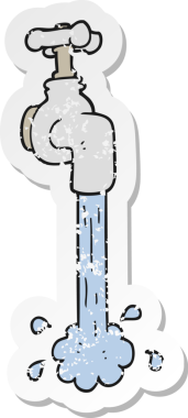 Bir insan tarafından çizilmiş bir karikatür musluğunun gerilemiş etiketi.