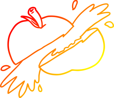 Bir insan tarafından çizilmiş elma karikatürünün sıcak gradyan çizimi