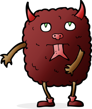 Bir insan tarafından çizilmiş komik çizgi film canavarı.