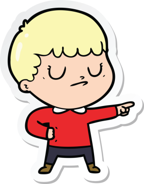 Bir insan tarafından çizilmiş huysuz bir çocuğun çıkartması.