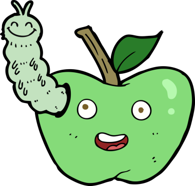 bir insan tarafından çizilmiş böcekli çizgi film elması