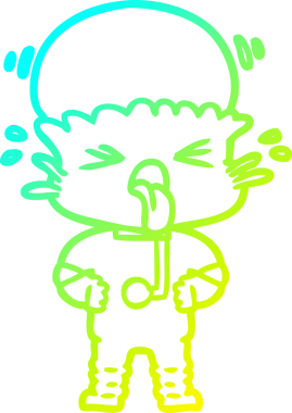 Bir insan tarafından çizilmiş iğrenç bir çizgi film uzaylısının soğuk gradyan çizimi