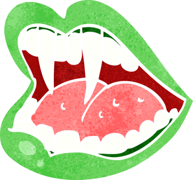 Bir insan tarafından çizilmiş vampir ağzı.