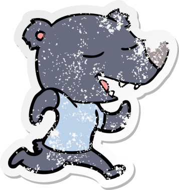 Bir insan tarafından çizilmiş karikatür ayısının sıkıntılı çıkartması.