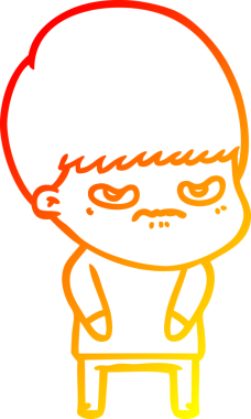 Bir insan tarafından çizilmiş kızgın çizgi film çocuğunun sıcak çizgi çizimi.