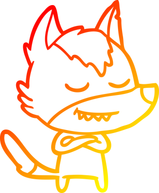 Bir insan tarafından çizilmiş dost canlısı bir kurt çizgi çizimi.