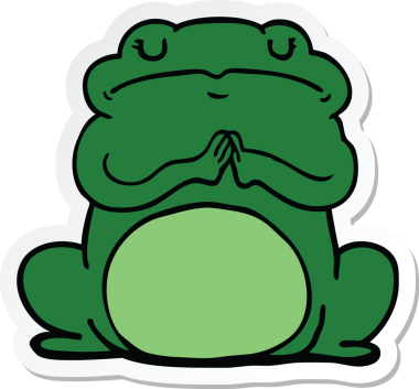 Bir insan tarafından çizilmiş kibirli bir kurbağanın çıkartması.