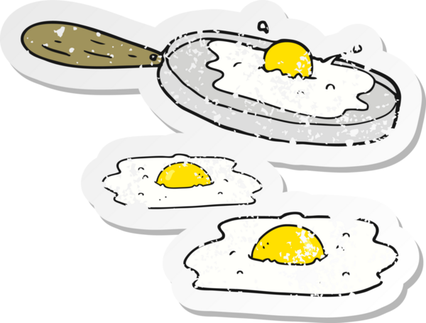 Bir insan tarafından çizilmiş yumurta karikatürünün kederli retro yapıştırması.