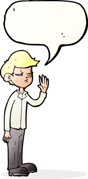 Bir insan tarafından çizilmiş konuşma balonu olan kibirli bir çocuk.