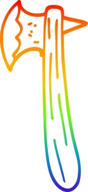 gökkuşağı gradyan çizimi bir insan tarafından çizilmiş eski bir balta