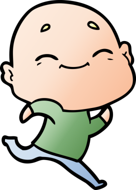 Bir insan tarafından çizilmiş mutlu, kel adam.