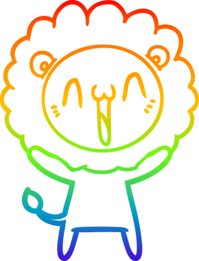 gökkuşağı gradyanı çizimi bir insan tarafından çizilmiş mutlu bir karikatür aslanı