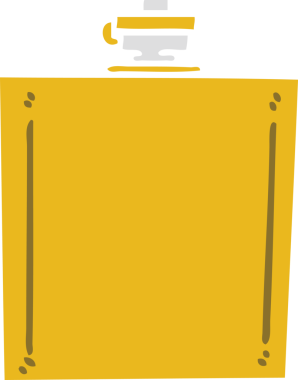 Bir insan tarafından çizilmiş garip bir çizgi film cep şişesi.