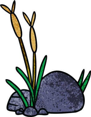 Bir insan tarafından çizilmiş el yapımı karikatür taş ve çakıl taşları.