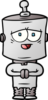 Bir insan tarafından çizilmiş çizgi film robotu