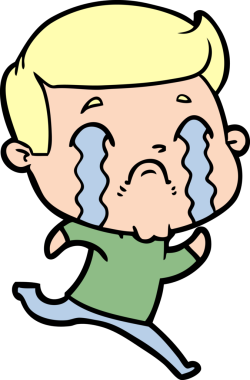 Bir insan tarafından çizilmiş ağlayan çizgi film adamı.