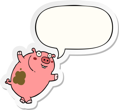 Bir insan tarafından çizilmiş komik bir çizgi film domuzu.