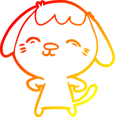 Bir insan tarafından çizilmiş mutlu çizgi film köpeğinin sıcak çizgi çizimi