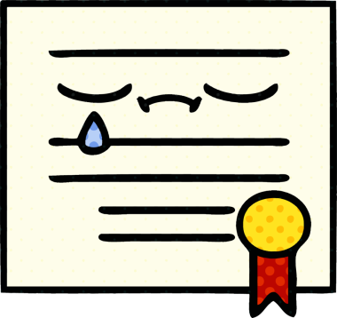 Bir insan tarafından çizilmiş mezuniyet diplomasının çizgi romanı.