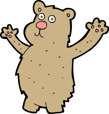 Bir insan tarafından çizilmiş komik ayı.