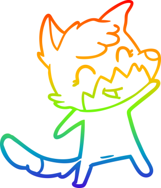 gökkuşağı gradyanı çizimi bir insan tarafından çizilmiş mutlu bir tilki çizgi filmi.