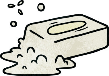 Bir insan tarafından çizilmiş köpüklü sabunun el çizimi karikatürü.