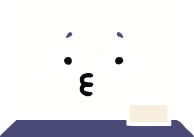 Bir insan tarafından çizilmiş beyaz bir panonun düz renkli retro karikatürü