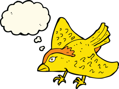 Bir insan tarafından çizilmiş düşünce baloncuklu bahçe kuşu.