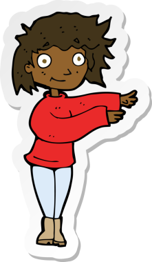 Bir insan tarafından çizilmiş dans eden bir kadının çıkartması.