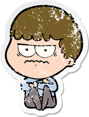 Bir insan tarafından çizilmiş sıkıntılı bir karikatür çıkartması.