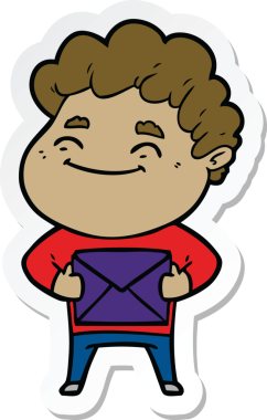 Bir insan tarafından çizilmiş, karikatür dostu bir adamın çıkartması.