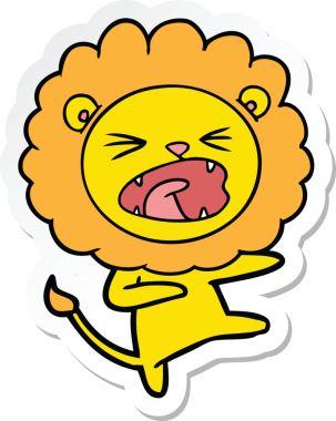 Bir insan tarafından çizilmiş kızgın bir aslanın çıkartması.