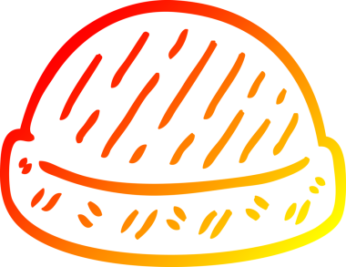 Bir insan tarafından çizilmiş bir kış şapkasının sıcak çizgi çizimi