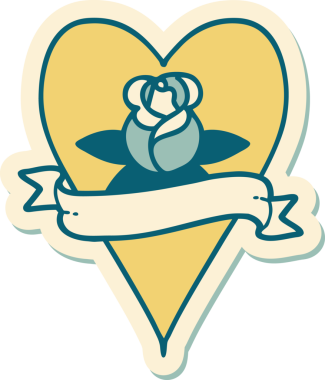 Bir insan tarafından çizilmiş, geleneksel kalp şeklinde dövme çıkartması.