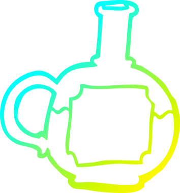 Soğuk gradyan çizgisi bir insan tarafından çizilmiş iksir şişesi karikatürü