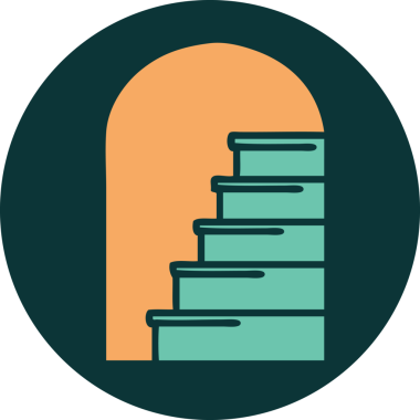 Bir insan tarafından çizilen adımlara açılan kapının ikonik dövme şekli