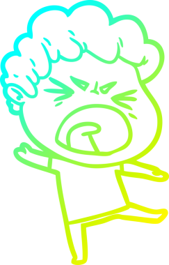 Bir insan tarafından çizilmiş öfkeli bir çizgi film karakteri.