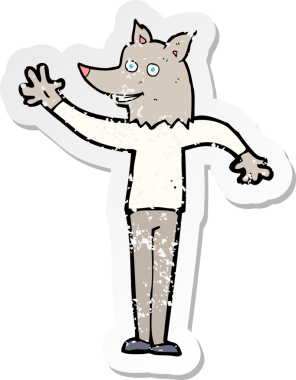 Bir insan tarafından çizilmiş, sallanan kurt adamın gerilimli çıkartması.