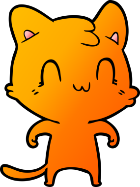 Bir insan tarafından çizilmiş mutlu bir kedi.