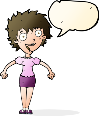 Bir insan tarafından çizilmiş konuşma balonu olan heyecanlı bir karikatür.